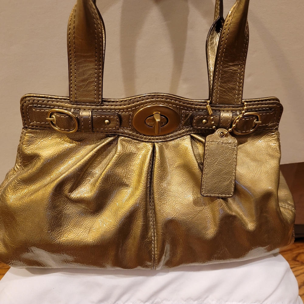 Authentic Gold Patent Coach Purse
